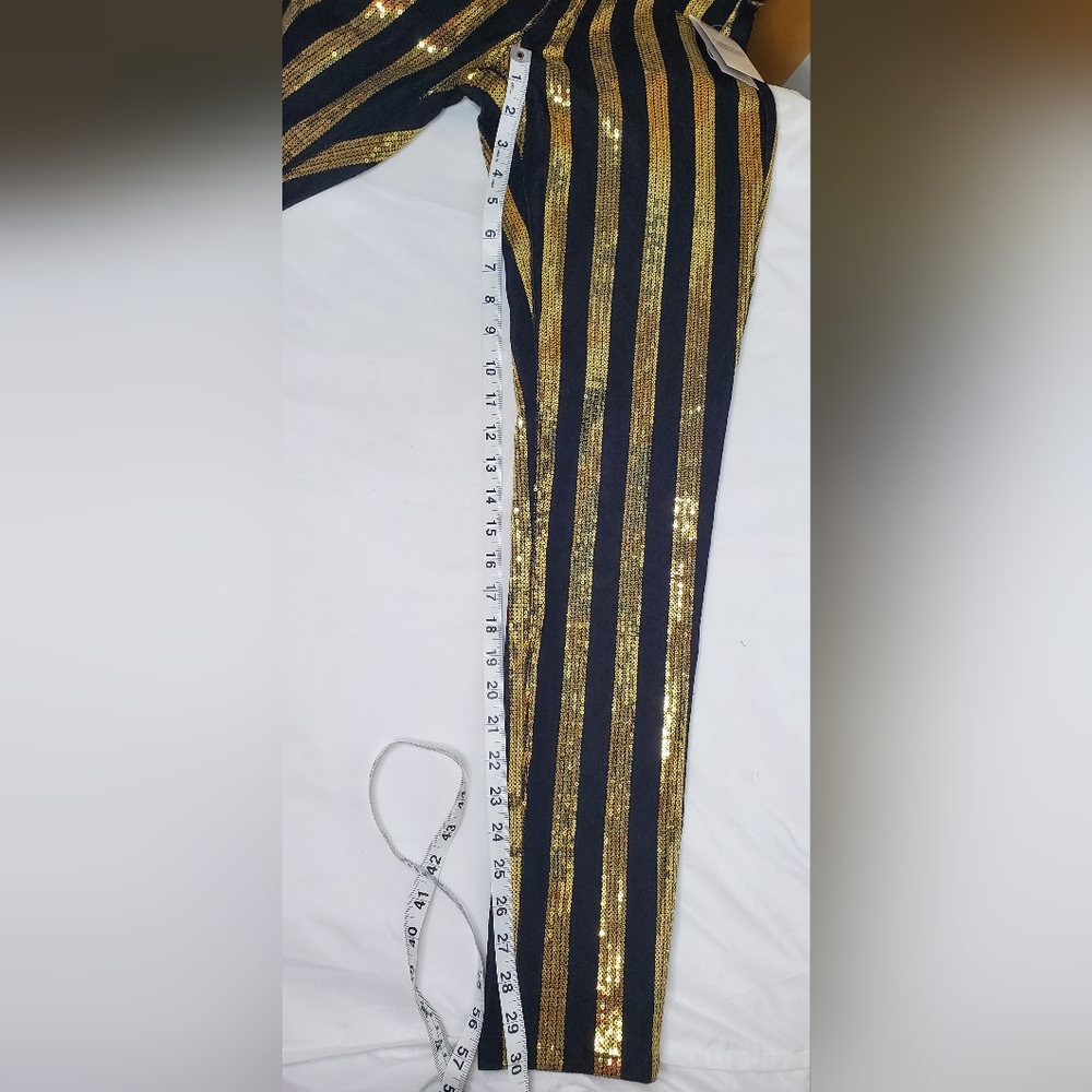 NWT MICHAEL KORS-size 4- striped gold sequins pants - Picture 8 of 9